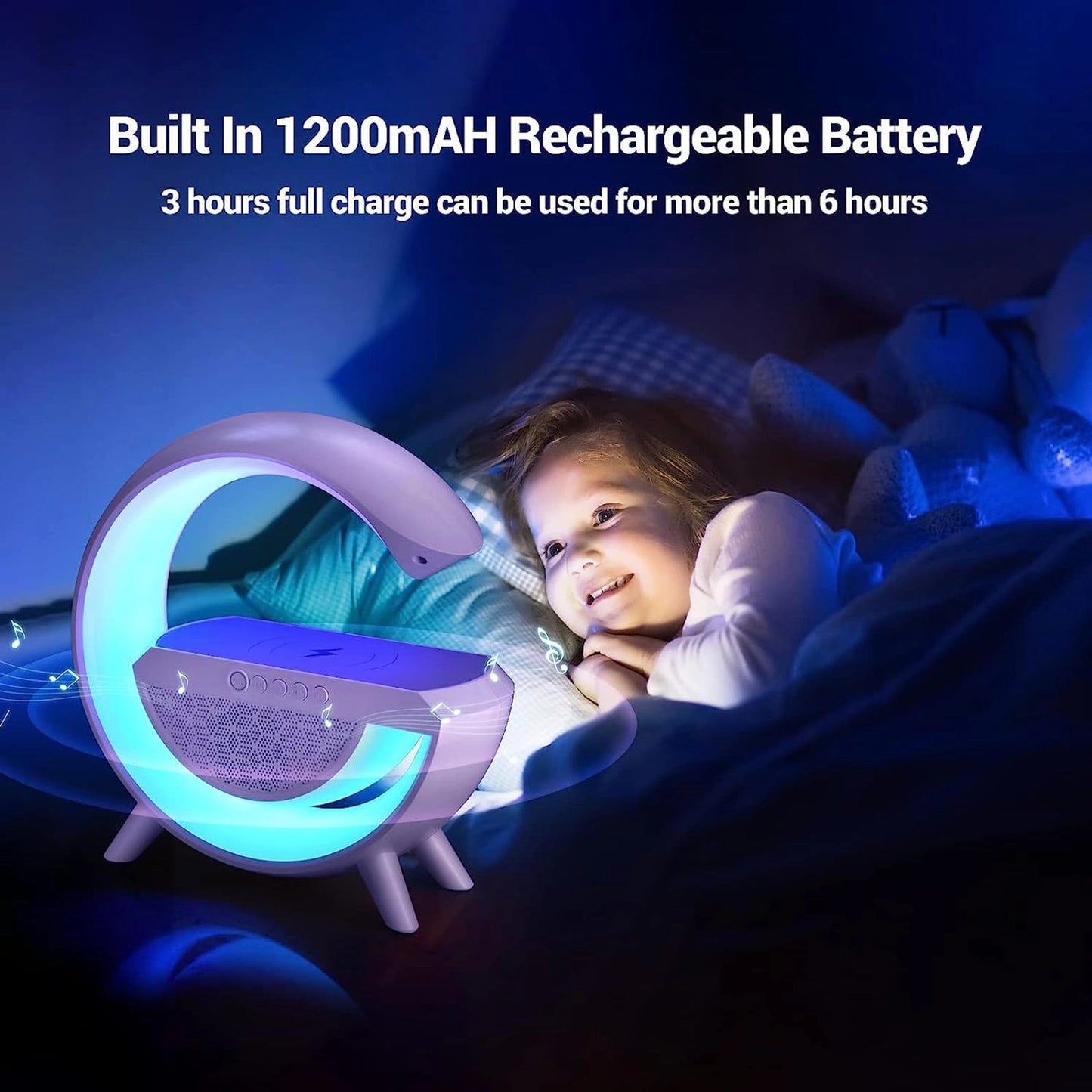 LED Night Lamp with Wireless Charging and Multi Function Bluetooth Speaker