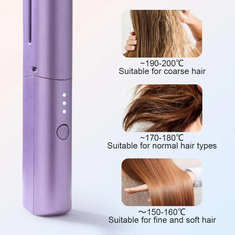 Portable Rechargeable Hair Straightening Comb with Safety Shut Off