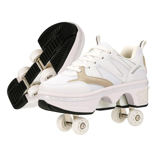 Roller Shoes with Retractable Wheels for Men and Women Skating Sneakers