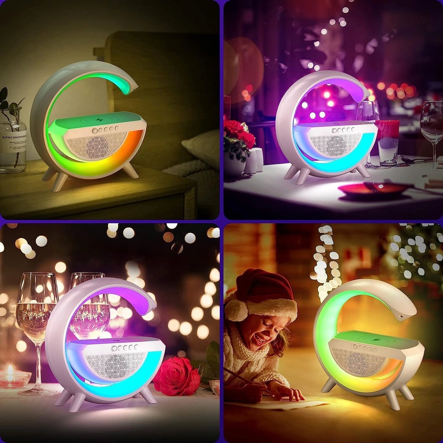 LED Night Lamp with Wireless Charging and Multi Function Bluetooth Speaker