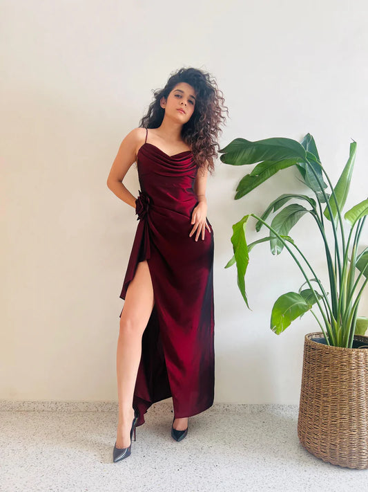 Romantic Women’s Rose Long Dress Perfect for Weddings, Parties, and Night Outs