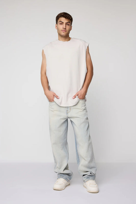 Trendy Urban Wash Blue Men's Baggy Straight Jeans with Relaxed Everyday Fit