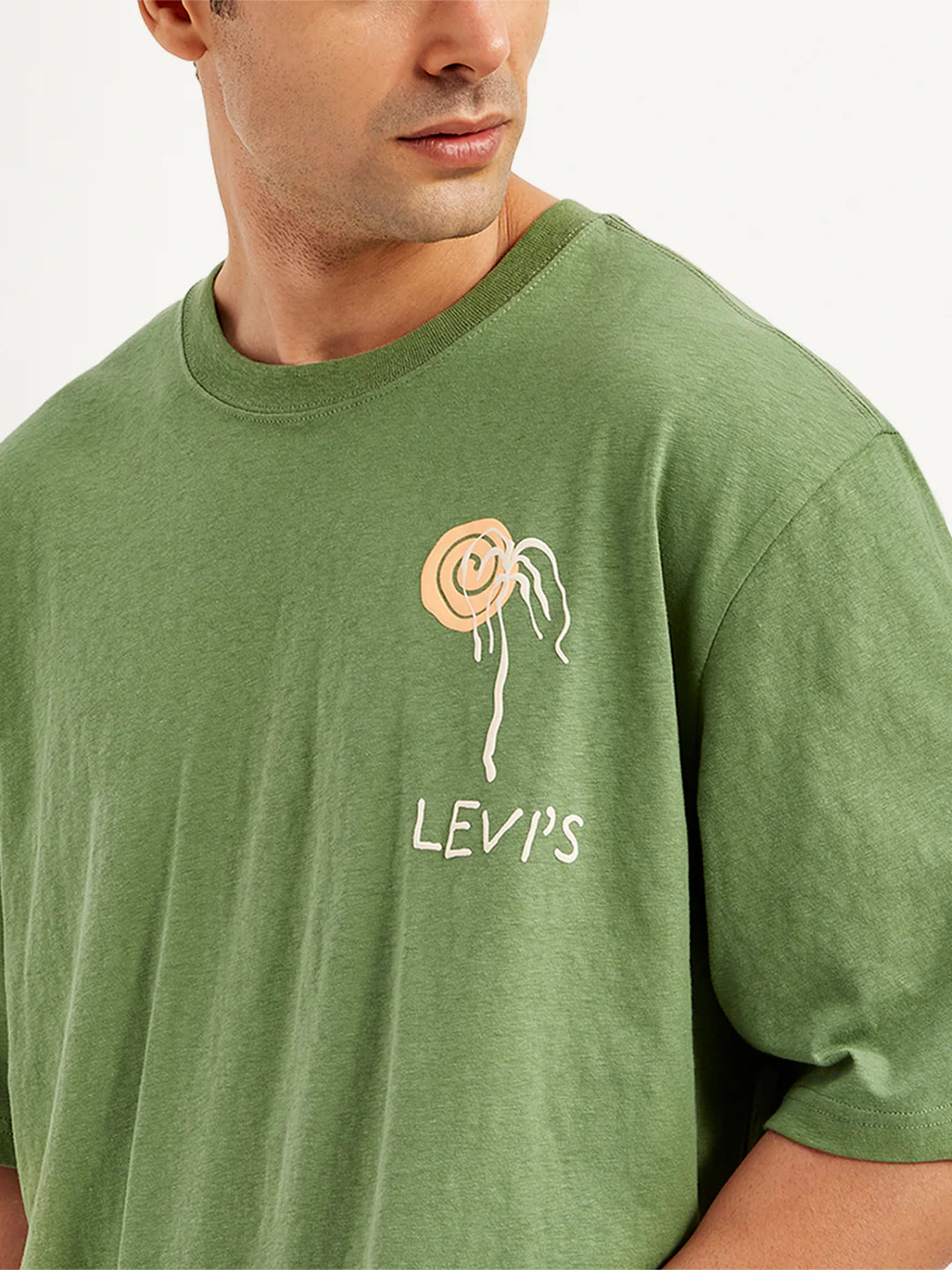 Stylish Men’s Grey Printed Round Neck Oversized Fit T-Shirt for Casual Streetwear and Everyday Fashion