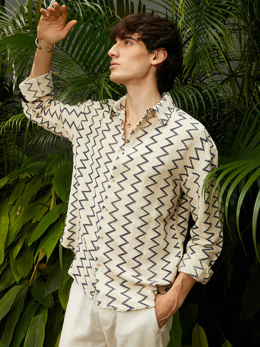 Fashionable Zig Zag Knit Shirt Unisex Casual Wear for All Day Comfort