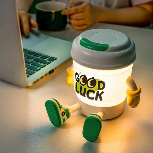 Multifunction Coffee Night Light with Speaker, Phone Holder, and LED Glow