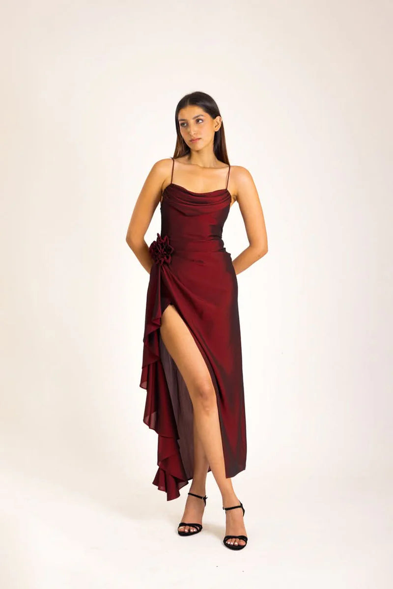 Romantic Women’s Rose Long Dress Perfect for Weddings, Parties, and Night Outs