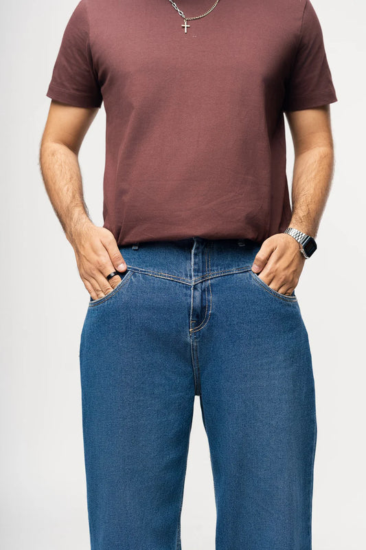 Comfortable Blue Fish Cut Men's Straight-Fit Jeans for Effortless Everyday Styling