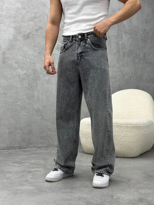 Metal Grey Acid Wash Regular Fit Denim Jeans Men Stylish Lightweight Casual Wear