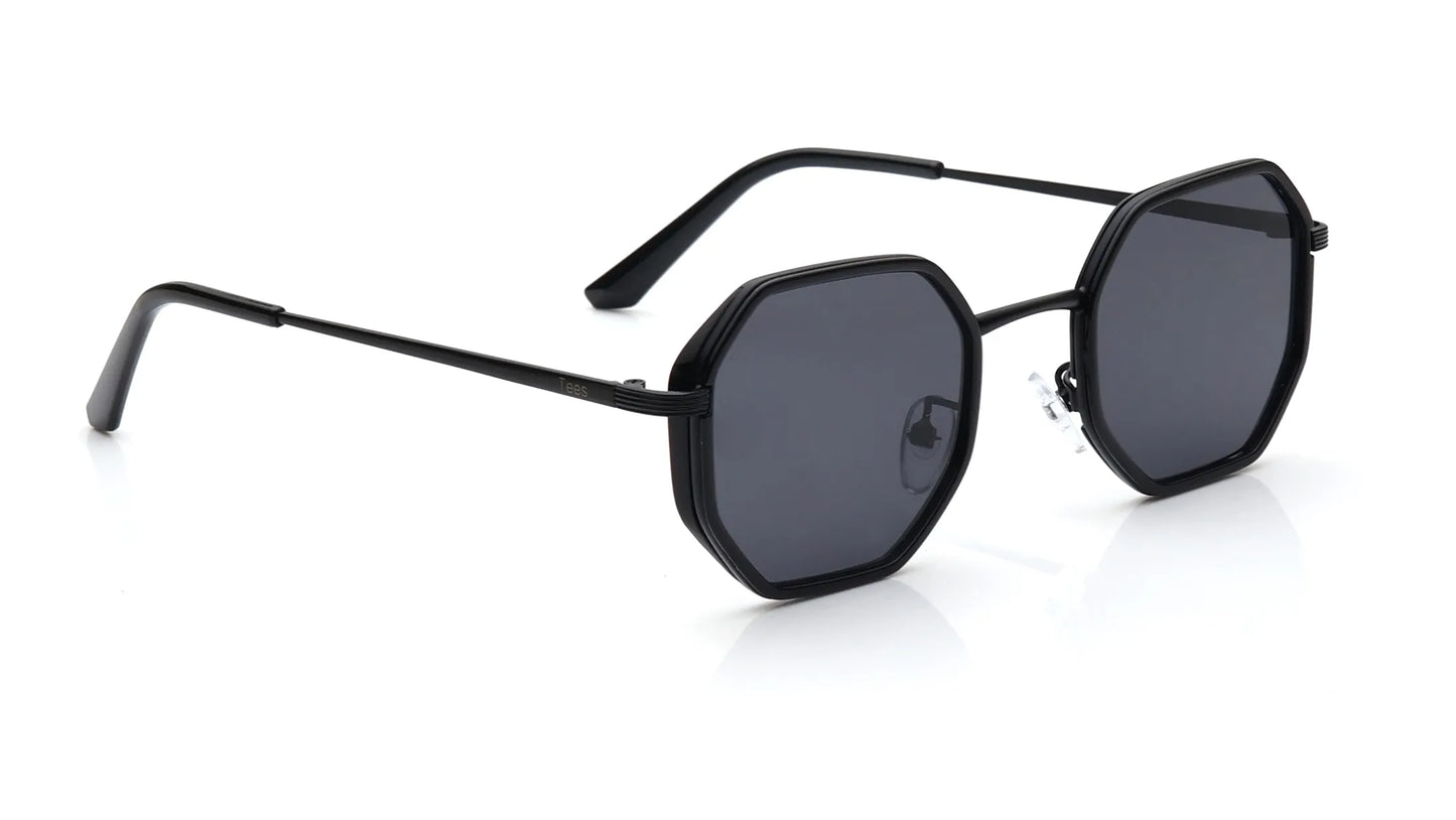 Stylish Grey Hexagon Sunglasses for Men and Women with UV Protection