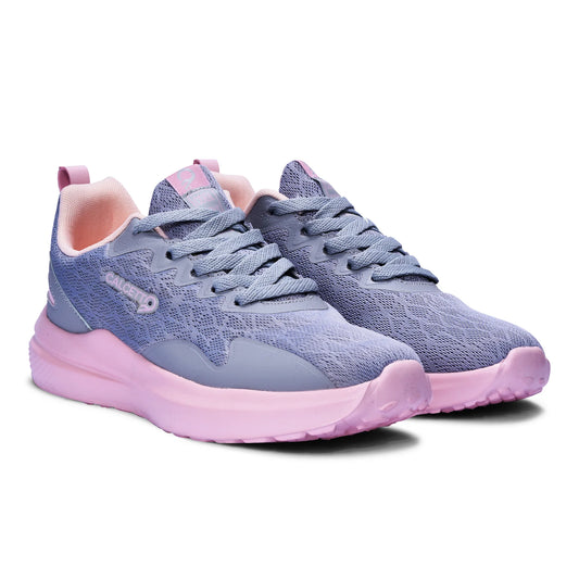 Trendy Women’s Light Grey Pink Running Sneakers