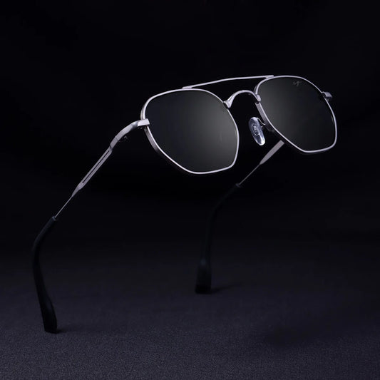 Sleek Phantom Gun Black Hexagon Sunglasses