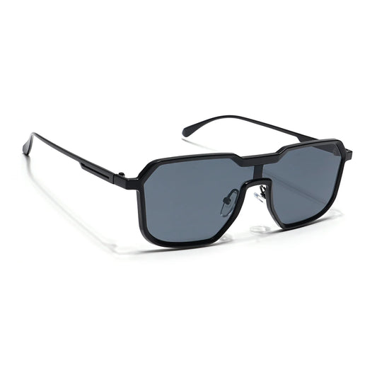 Trendy Black Square Metal Sunglasses Lightweight Frame