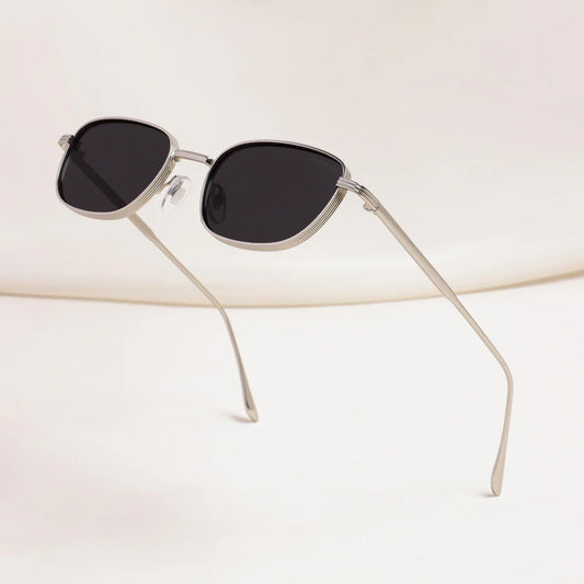 Regal Men’s Oval Sunglasses in Silver & Black
