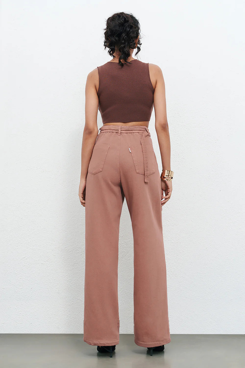 Stylish Murky Pink Straight Fit Belted Jeans for Women