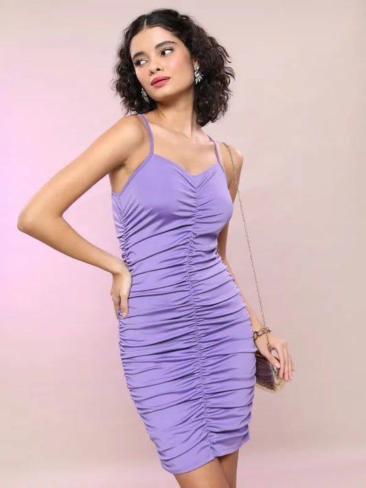 Stylish Purple Solid Bodycon Dress for Women with Modern Fit and Chic Look