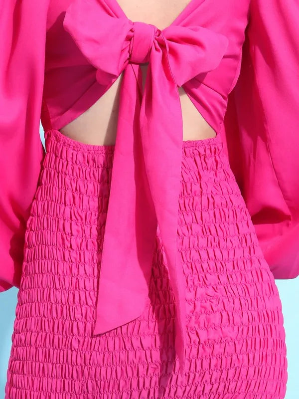 Women Fuscia Solid Bodycon Dress
