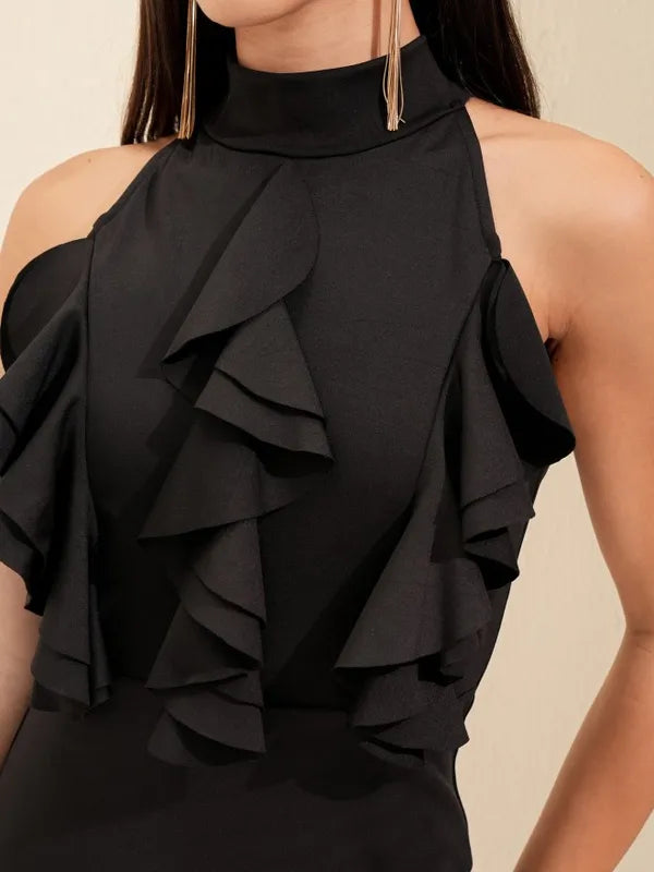 Stylish Women’s Black Solid Slim-Fit Dress