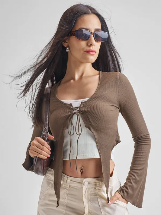 Comfortable Women’s Brown Slim-Fit Casual Top