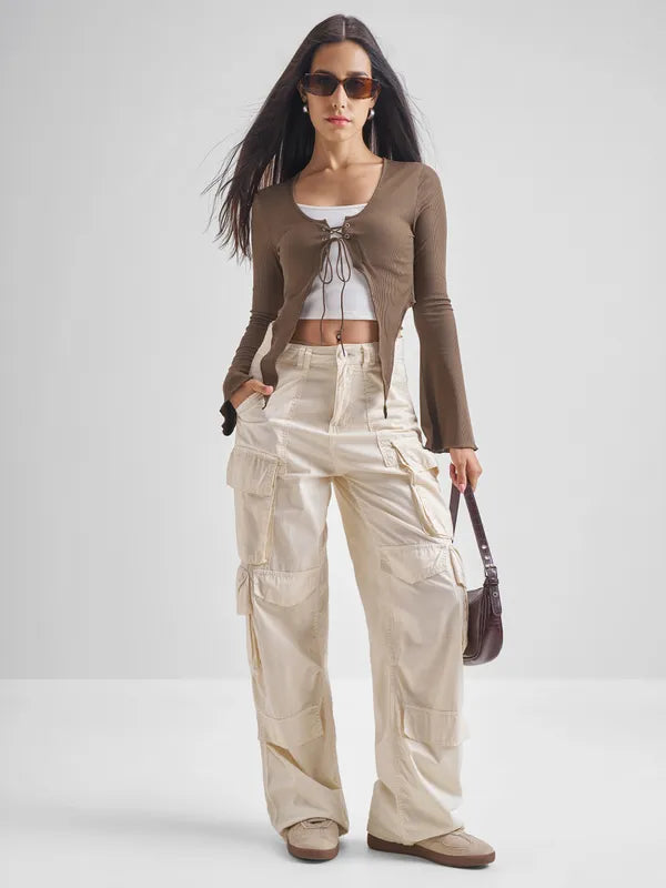 Comfortable Women’s Brown Slim-Fit Casual Top