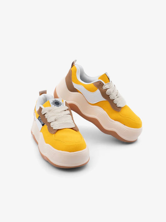 Women's Yellow Chunky High Heel Sneakers