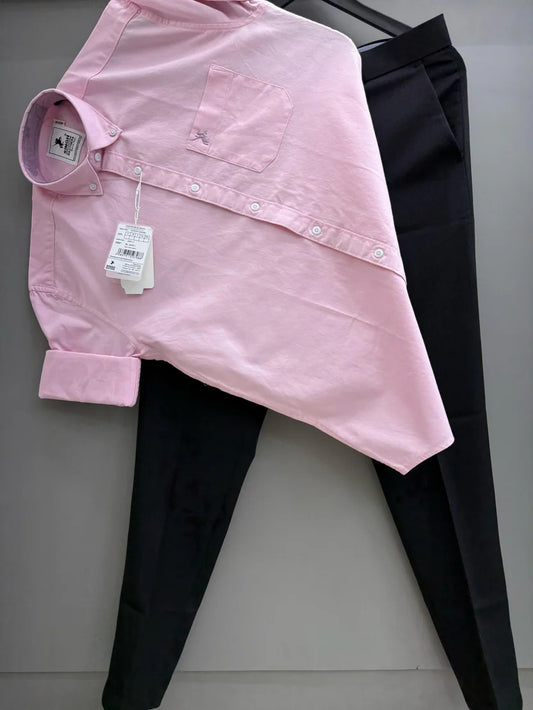 Premium Pink Cotton Oxford Shirt with Comfortable Maroon Formal Pants