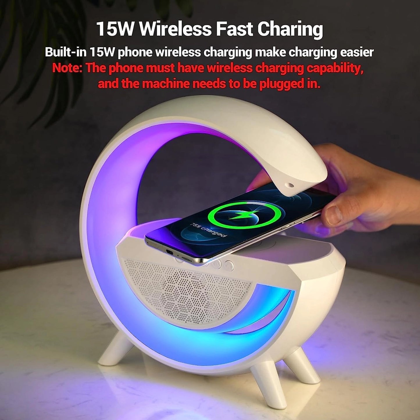 LED Night Lamp with Wireless Charging and Multi Function Bluetooth Speaker