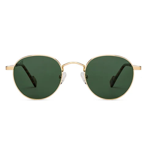 Fashionable Gold Round Sunglasses with Full Rim Frame for Casual and Outdoor Use