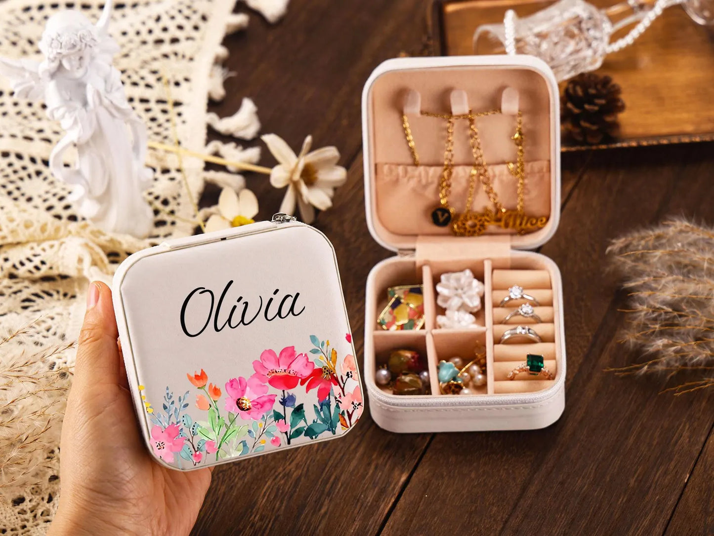 Personalized Jewelry Box for Women Birthday Christmas and Bridesmaid Gift