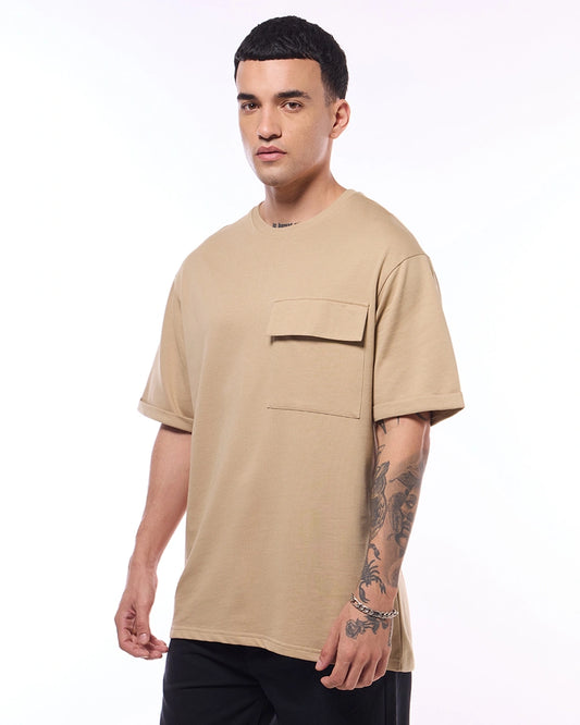Brown Oversized T Shirt for Men Relaxed Fit Soft Breathable Material