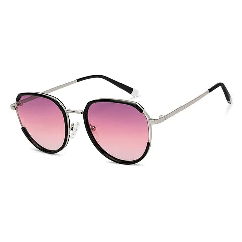 Sleek Vincent Chase Polarized Silver Sunglasses with Full Rim Geometric Design for Men and Women