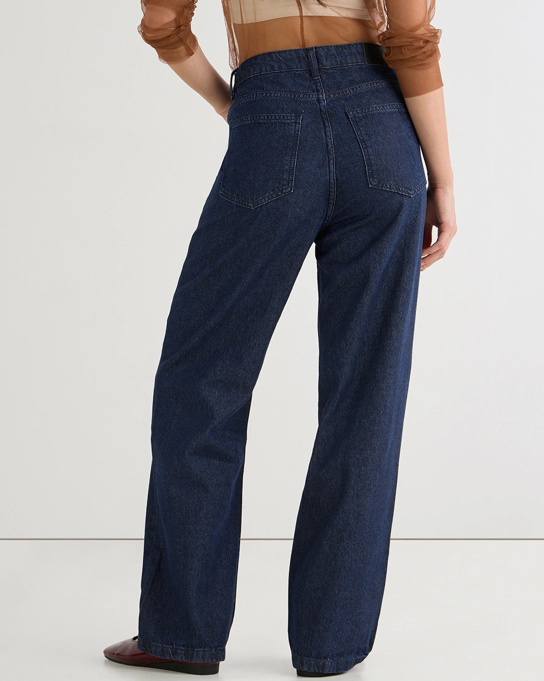 Women's Blue Washed Baggy Straight Fit Jeans