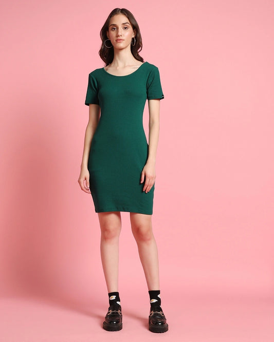 Classy Women Green Slim Fit Bodycon Dress Designed for a Sleek Figure Flattering Style